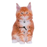 Orologio legno gatto arancione cm30x16x3