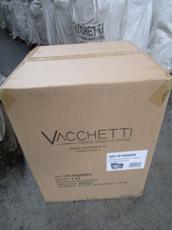 Cestone paper bianco 1-2 angol c/foderacm40x40h53