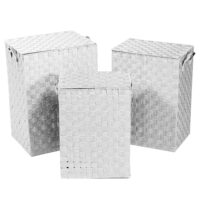 Cestone poliestere 1-3 bianco foderato rettangolare cm40x30h55