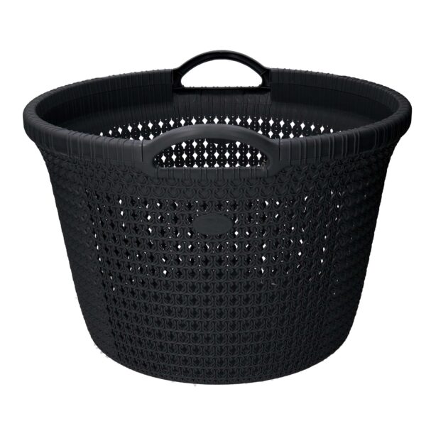 Cesta portabiancheria plastica antracite tonda cm ø48,6h32,6