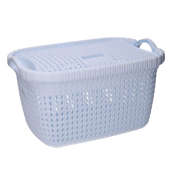 Cesta portabiancheria plastica con coperchio bianca rettangolare cm43x31,5h25,3