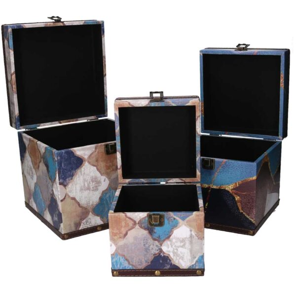 Scatola ecopelle 1-3 blu marocco quadrocm24x24h24