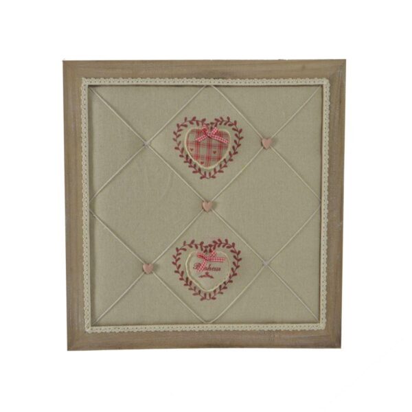 Portamemo legno c/stoffa rouge quadro cm47x47x7