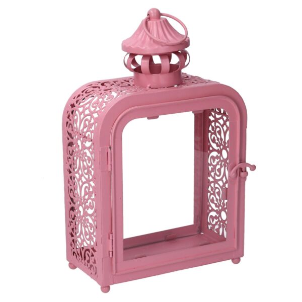 Lanterna metallo rosa cm17x9h30,5
