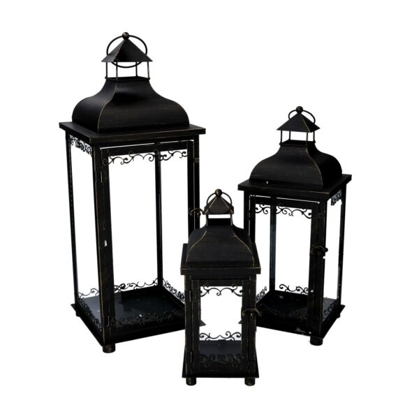 Lanterna metallo 1-3 nero e oro cm20x20h53,2