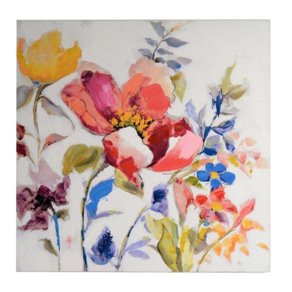 Quadro dipinto fiori cm80x80x3