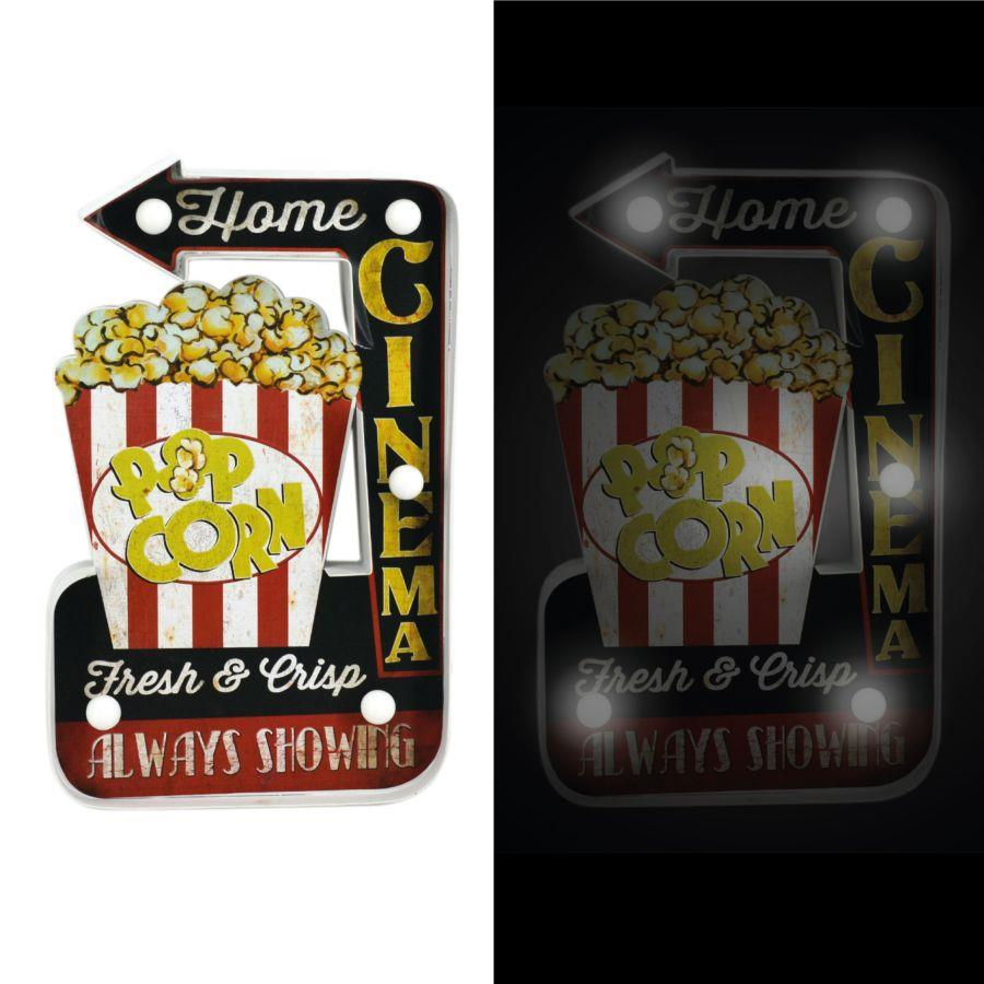 Insegna metallo pop corn c/led cm25x40,5x5
