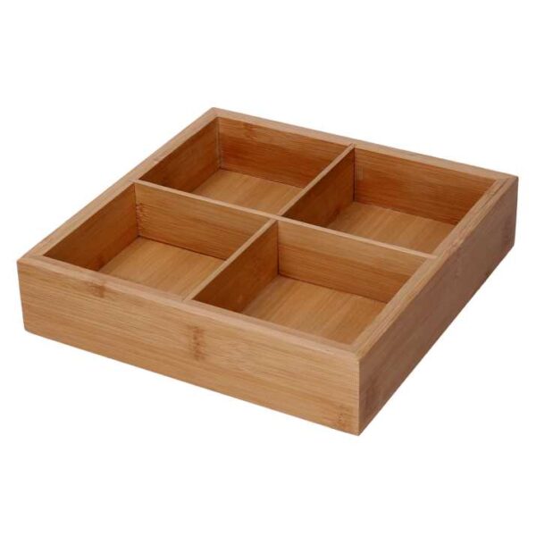 Cassetto bambù 4 scomparti naturale quadro cm21x21h4,8