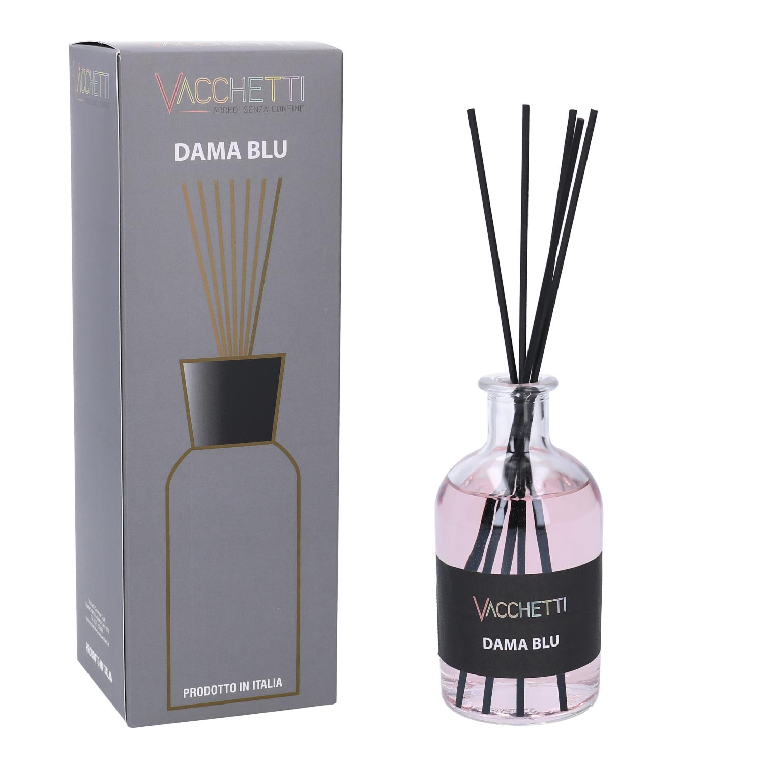 Profumatore per ambienti vetro 250 ml dama blu cmø6h24