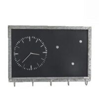 Lavagna metallo con orologio e portachiavi 5 posti cm63x46x9
