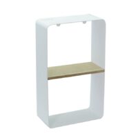 Mensola metallo bianco e legno 1 piano cm22,5x10h38,5