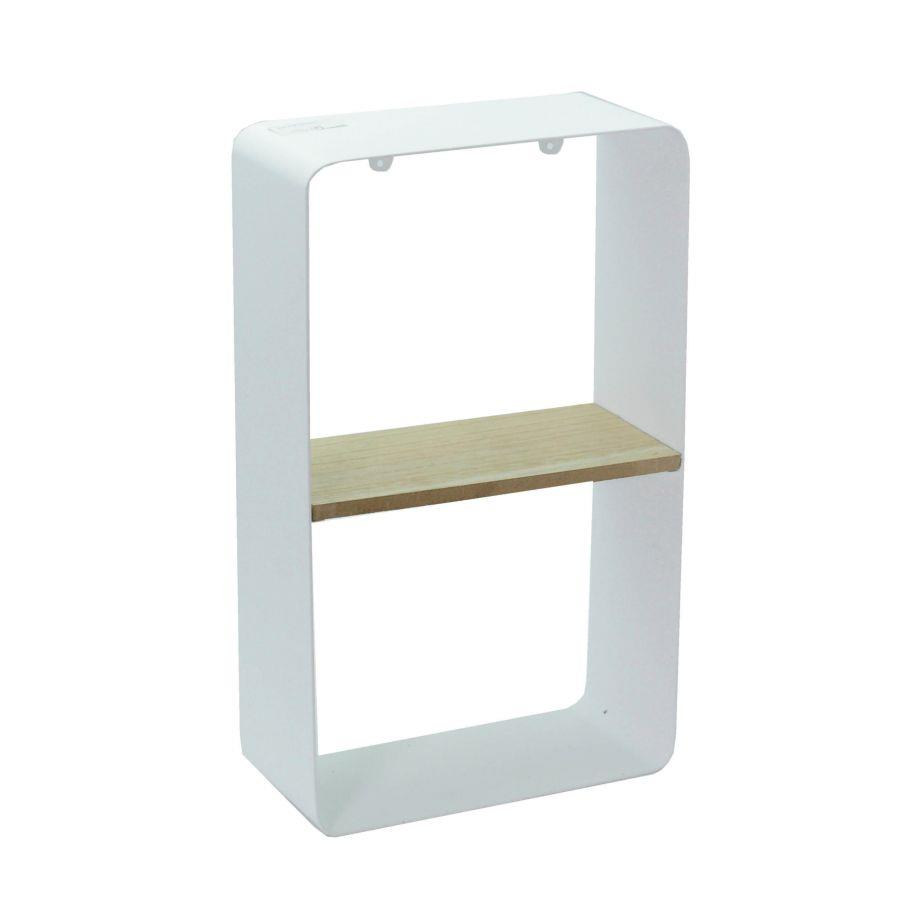 Mensola metallo bianco e legno 1 piano cm22,5x10h38,5