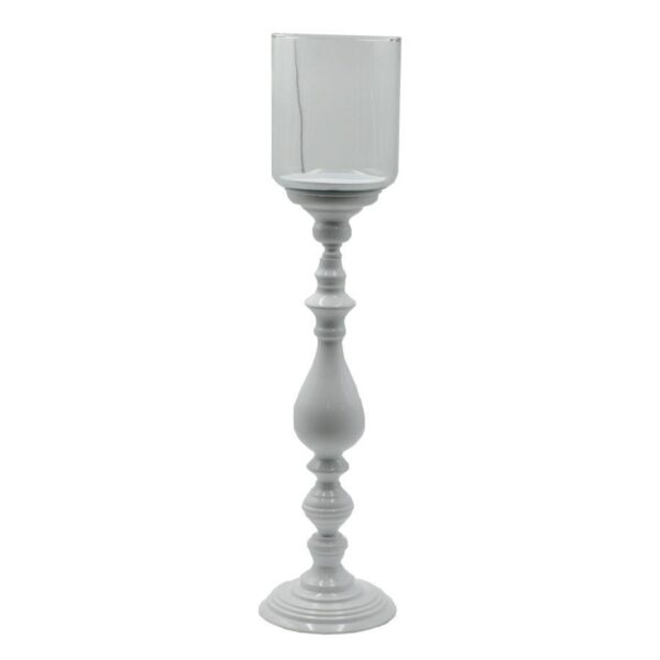 Portacandele metallo bianco 1p cmø13h59