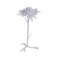 Portacandele metallo bianco fiore cmø12h22