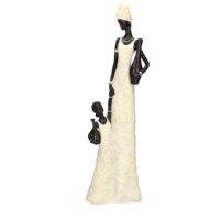 Statua resina donna africana con bambina cm15x7,5h46,5