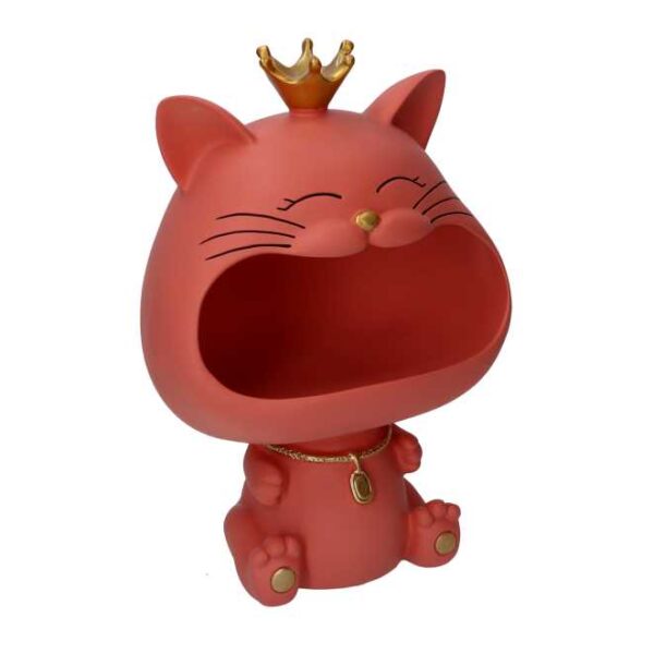 Gatto resina svuotatasche rosa cm12x18h25