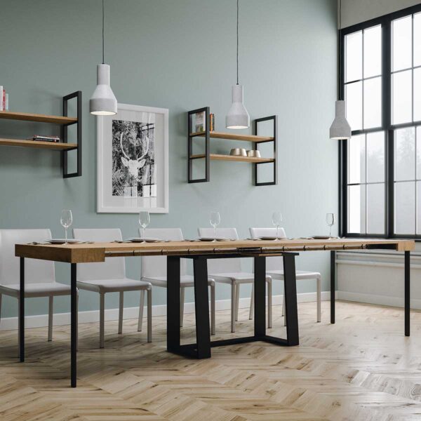 Consolle allungabile 90x40/288 cm Asia telaio Antracite