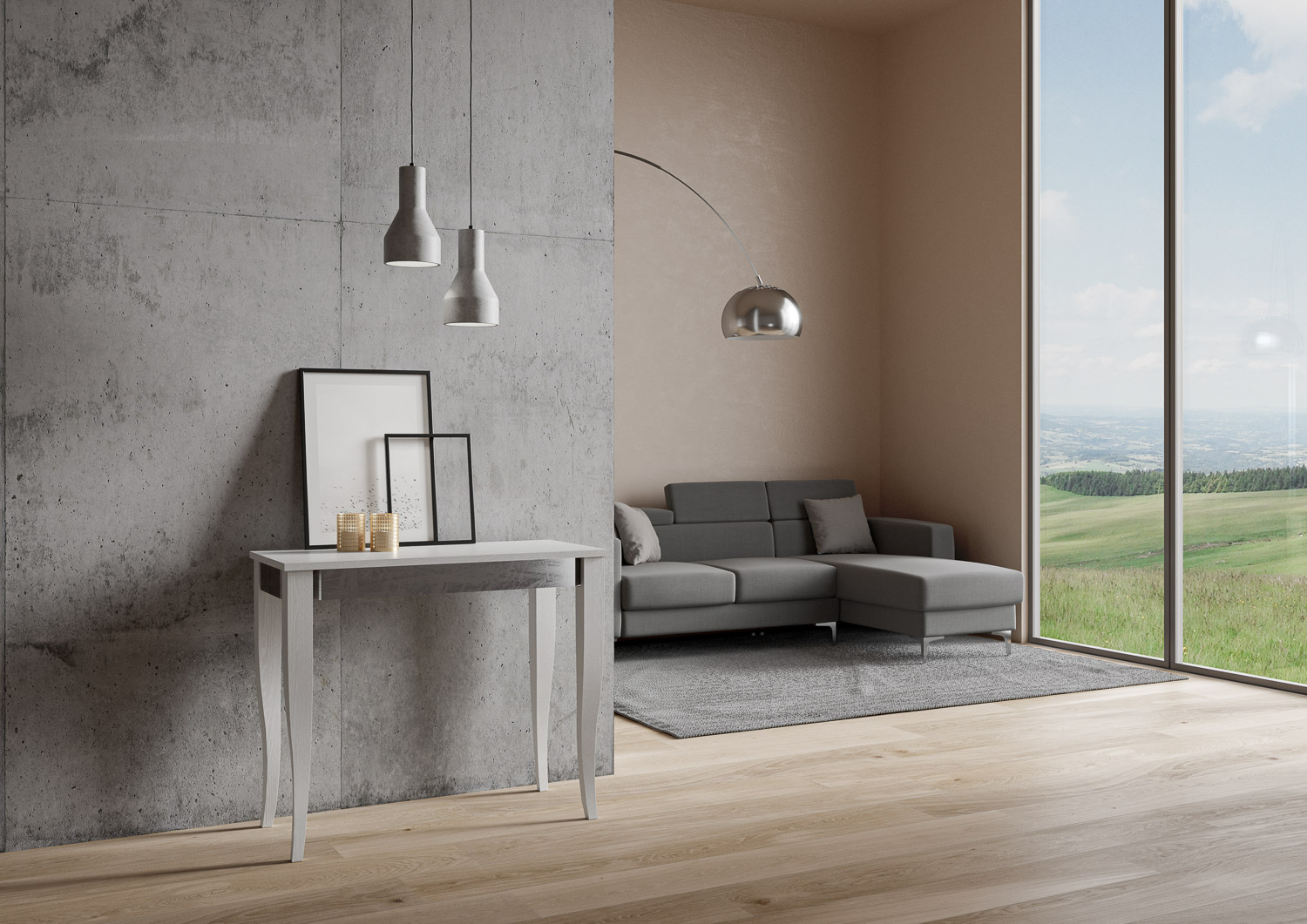 Consolle allungabile 90x40/196 cm Sciabola Iron Small telaio Grigio