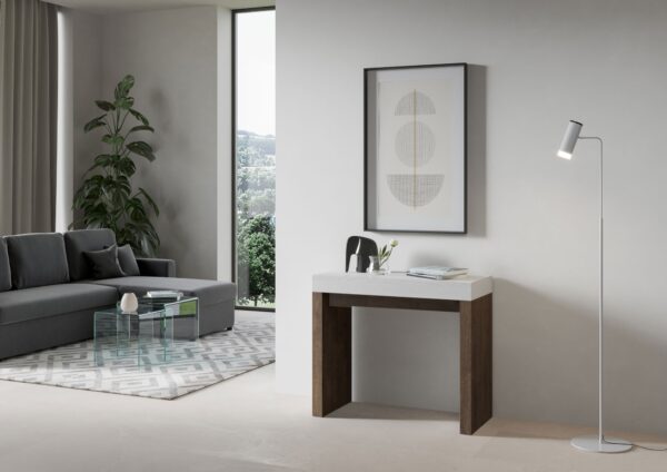 Consolle allungabile 90x40/196 cm Roxell Mix Small piano Bianco Frassino