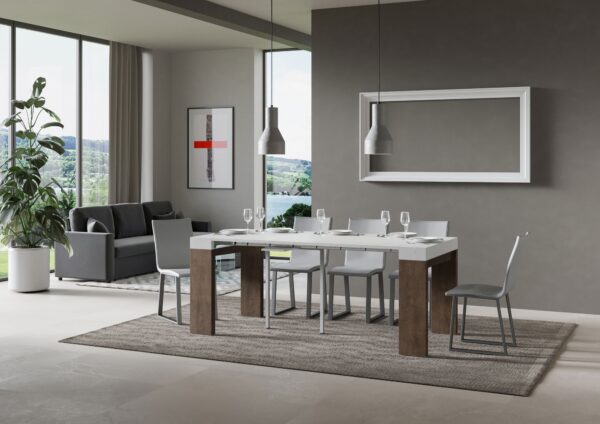Consolle allungabile 90x40/196 cm Roxell Mix Small piano Bianco Frassino