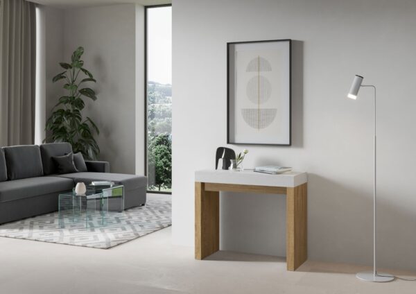 Consolle allungabile 90x40/196 cm Roxell Mix Small piano Bianco Frassino