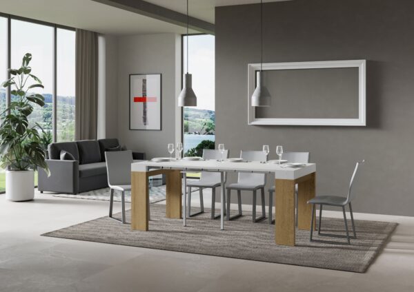 Consolle allungabile 90x40/196 cm Roxell Mix Small piano Bianco Frassino