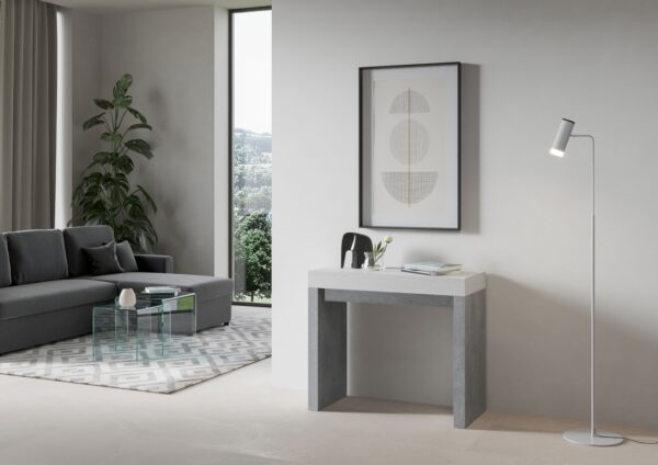 Consolle allungabile 90x40/196 cm Roxell Mix Small piano Bianco Frassino