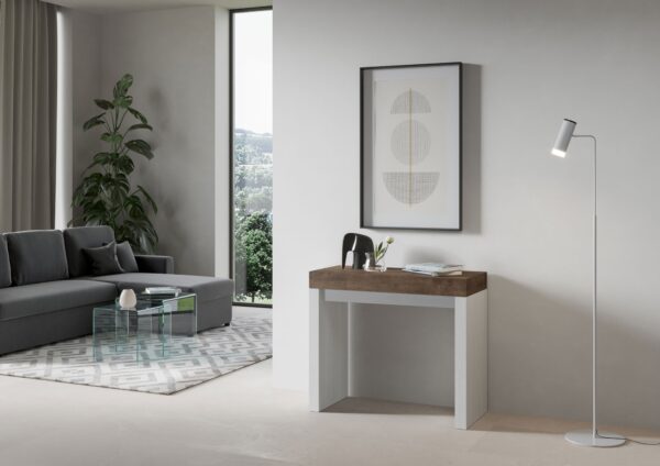 Consolle allungabile 90x40/196 cm Roxell Mix Small piano Bianco Frassino