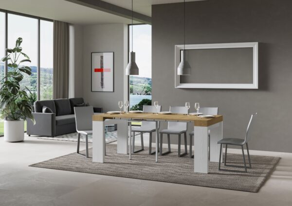 Consolle allungabile 90x40/196 cm Roxell Mix Small piano Bianco Frassino