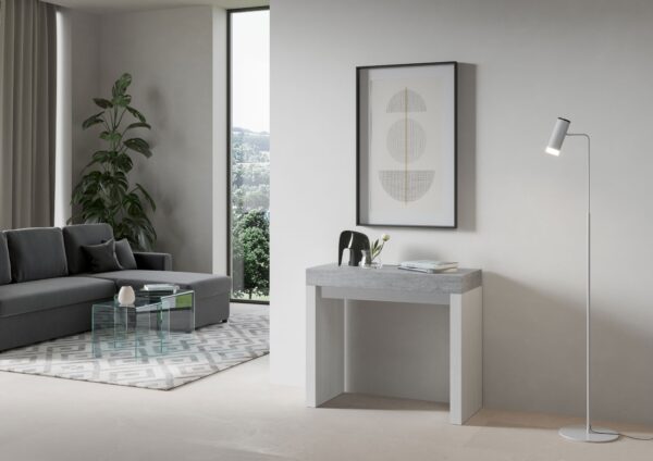 Consolle allungabile 90x40/196 cm Roxell Mix Small piano Bianco Frassino