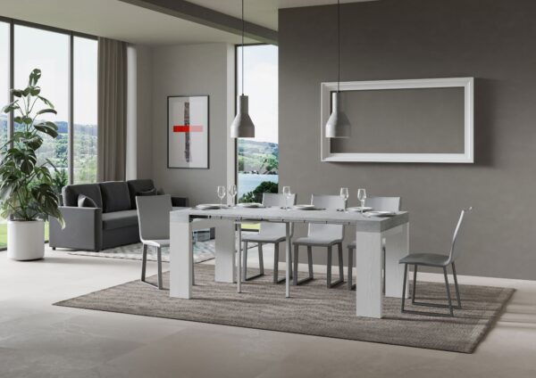 Consolle allungabile 90x40/196 cm Roxell Mix Small piano Bianco Frassino