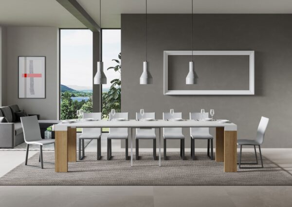 Consolle allungabile 90x40/300 cm Roxell Mix piano Bianco Frassino