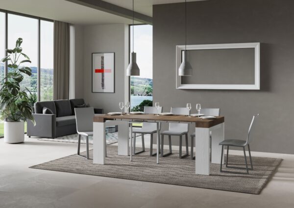 Consolle allungabile 90x40/300 cm Roxell Mix piano Bianco Frassino