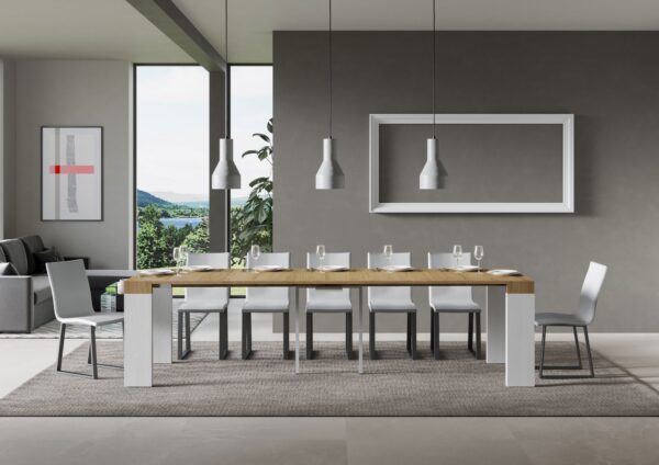 Consolle allungabile 90x40/300 cm Roxell Mix piano Bianco Frassino