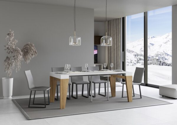 Consolle allungabile 90x40/196 cm Naxy Mix Small piano Bianco Frassino