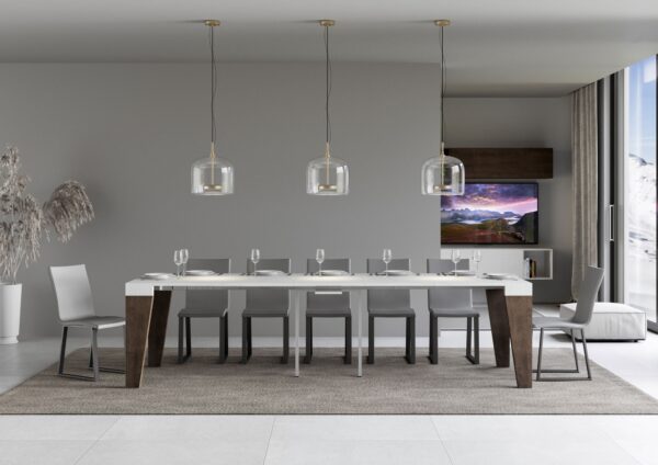 Consolle allungabile 90x40/300 cm Naxy Mix piano Bianco Frassino
