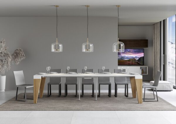 Consolle allungabile 90x40/300 cm Naxy Mix piano Bianco Frassino