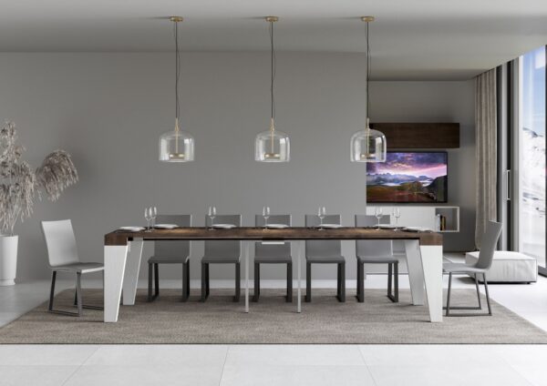 Consolle allungabile 90x40/300 cm Naxy Mix piano Bianco Frassino