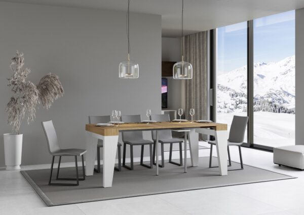 Consolle allungabile 90x40/300 cm Naxy Mix piano Bianco Frassino