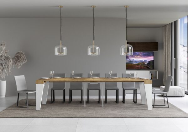 Consolle allungabile 90x40/300 cm Naxy Mix piano Bianco Frassino
