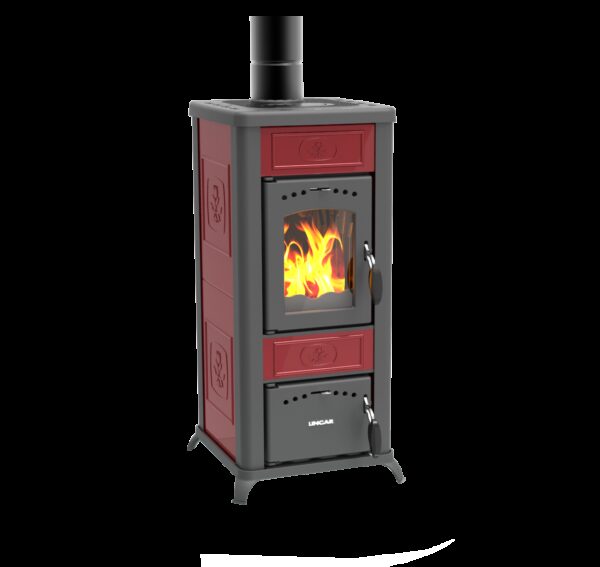 Alice 480 AZ stufa a legna in ceramica e ghisa rosso 6.5kW
