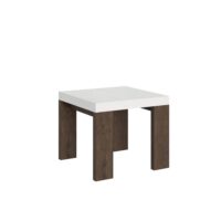 Tavolo allungabile 90x90/246 cm Roxell Mix piano Bianco Frassino - gambe Noce