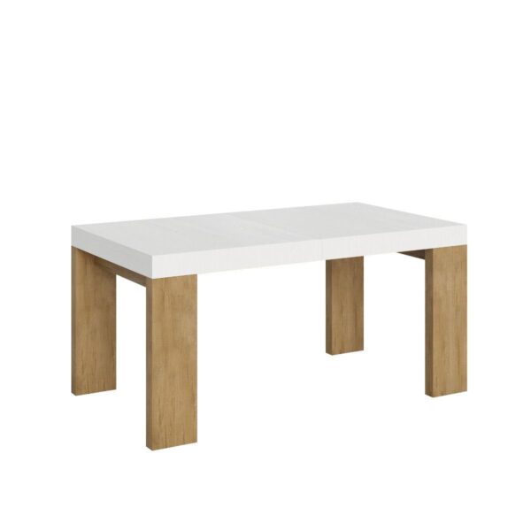 Tavolo allungabile 90x160/420 cm Roxell Mix piano Bianco Frassino - gambe Noce