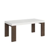 Tavolo allungabile 90x180/440 cm Roxell Mix piano Bianco Frassino - gambe Noce