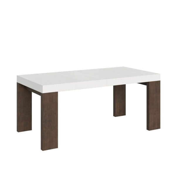 Tavolo allungabile 90x180/440 cm Roxell Mix piano Bianco Frassino - gambe Noce