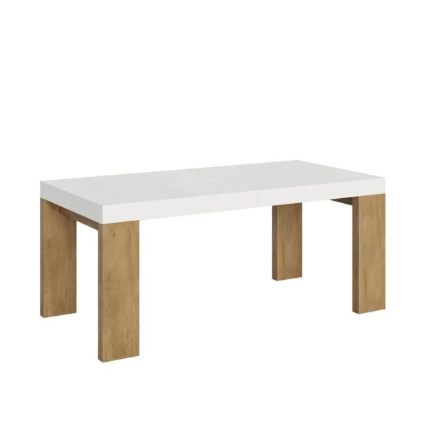 Tavolo allungabile 90x180/440 cm Roxell Mix piano Bianco Frassino - gambe Noce