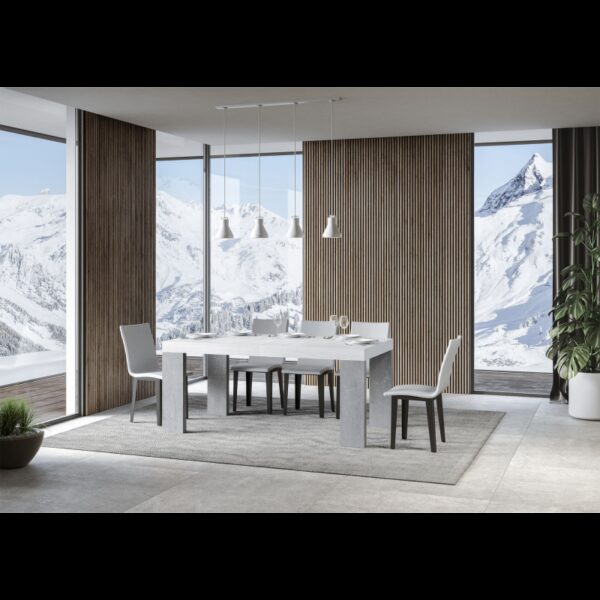Tavolo allungabile 90x180/440 cm Roxell Mix piano Bianco Frassino - gambe Noce