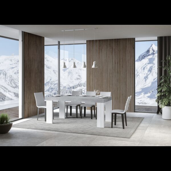 Tavolo allungabile 90x180/440 cm Roxell Mix piano Bianco Frassino - gambe Noce