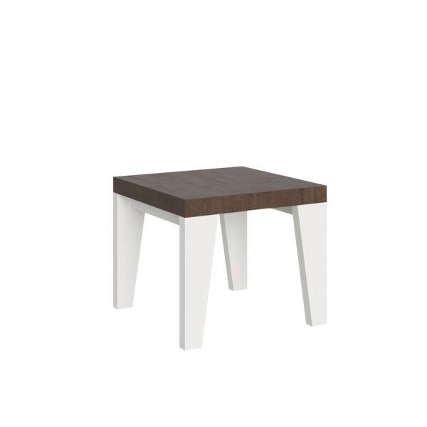 Tavolo allungabile 90x90/246 cm Naxy Mix piano Bianco Frassino - gambe Noce