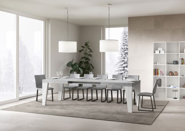 Tavolo allungabile 90x180/284 cm Naxy Mix piano Bianco Frassino - gambe Noce